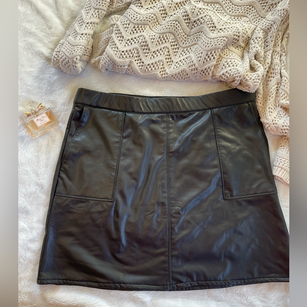 Faux leather high rise skirt